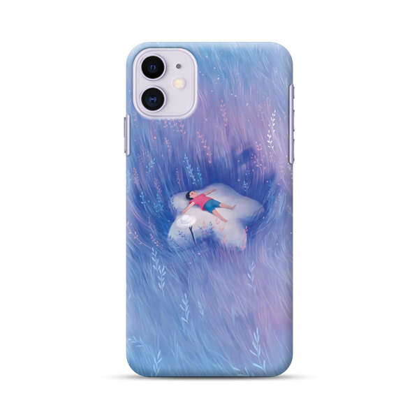 Child Relaxing in Dreamy Field iPhone 11 Hard Case