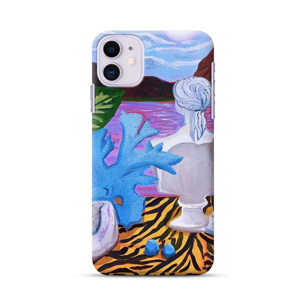 Classical Statues and Tropical Plants by the Ocean iPhone 11 Hard Case