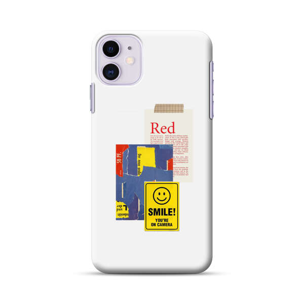 Collage Torn Paper Smiley Face Yellow Sign iPhone 11 Hard Case