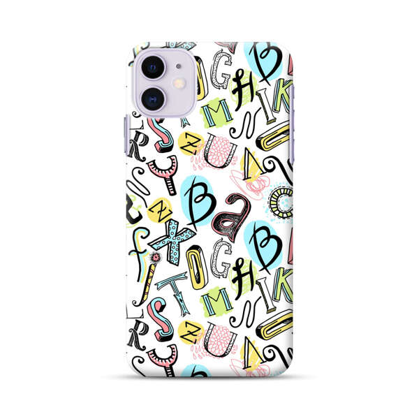 Colorful Scattered Alphabet Letters Pattern iPhone 11 Hard Case