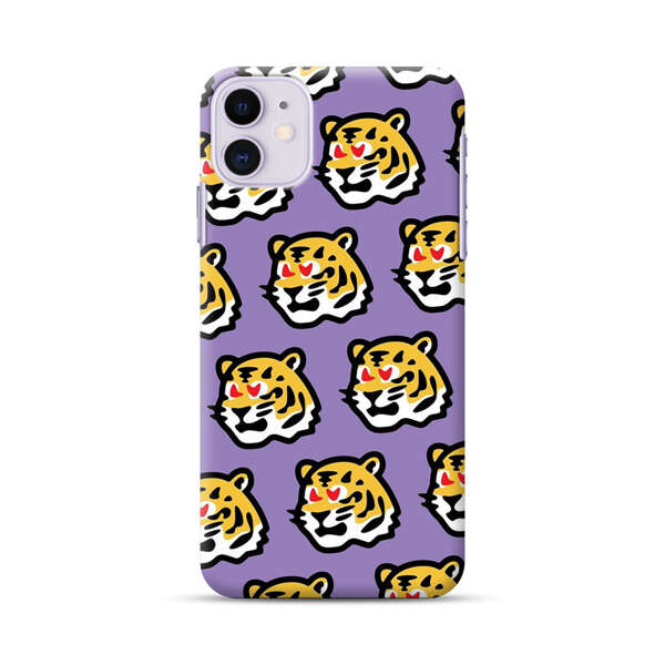 Cute Tiger with Heart Eyes Pattern iPhone 11 Hard Case