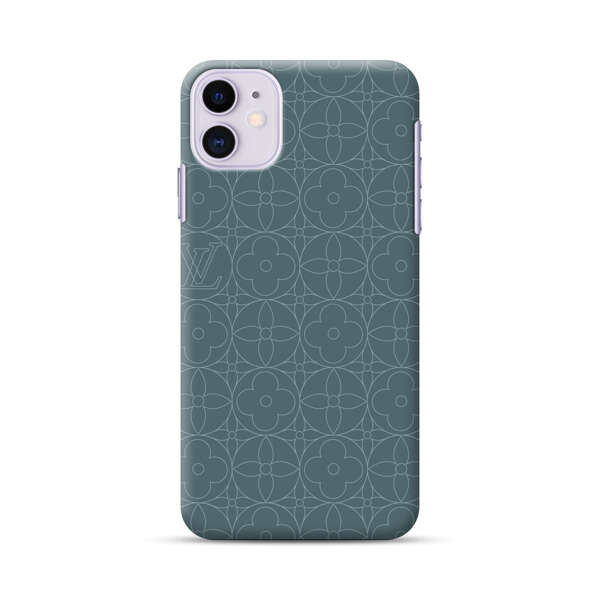 Elegant Blue Geometric Floral Pattern iPhone 11 Hard Case