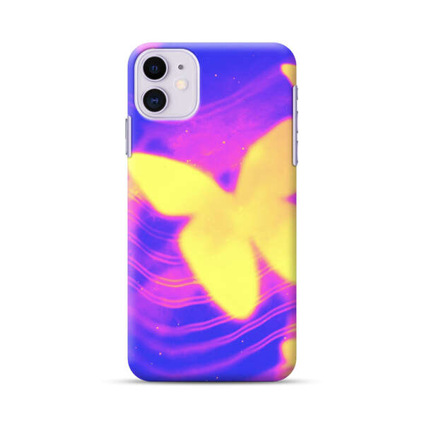 Glowing Purple and Yellow Butterflies iPhone 11 Hard Case