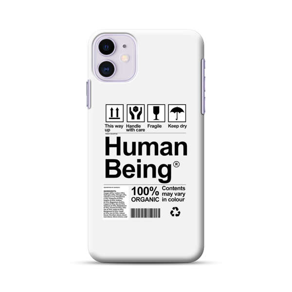 Human Being Fragile Label Design iPhone 11 Hard Case