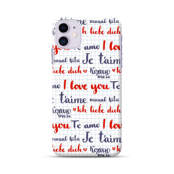 Love Message Multilingual Pattern iPhone 11 Hard Case