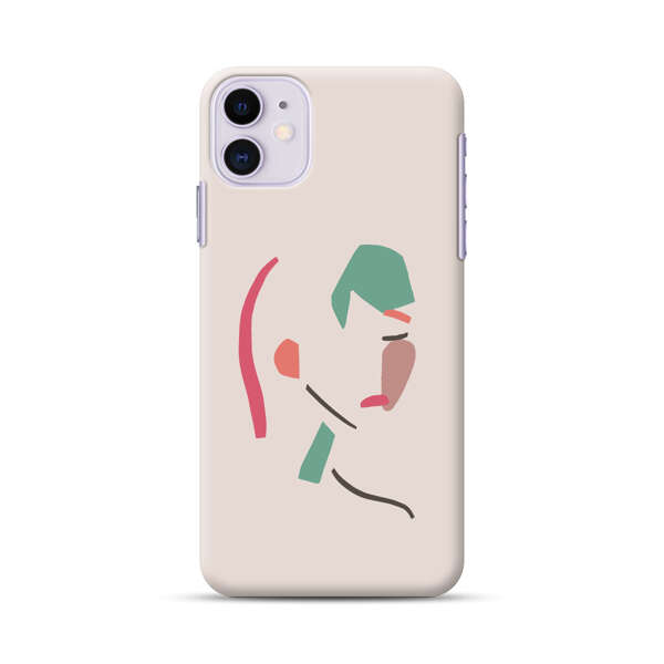 Minimalist Abstract Line Art Woman Face iPhone 11 Hard Case