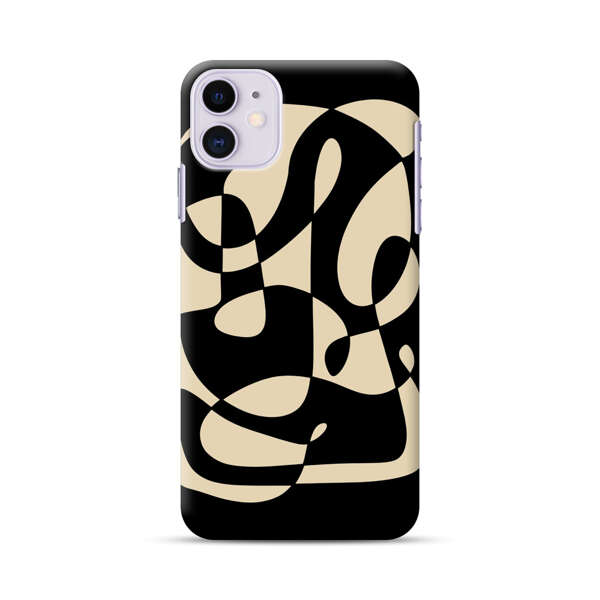 Modern Abstract Beige and Black Geometry iPhone 11 Hard Case