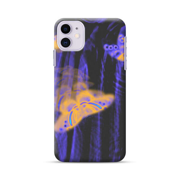 Neon Glowing Butterflies iPhone 11 Hard Case