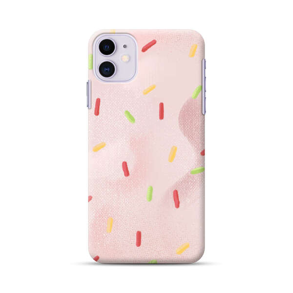 Pastel Pink Sprinkles Pattern iPhone 11 Hard Case