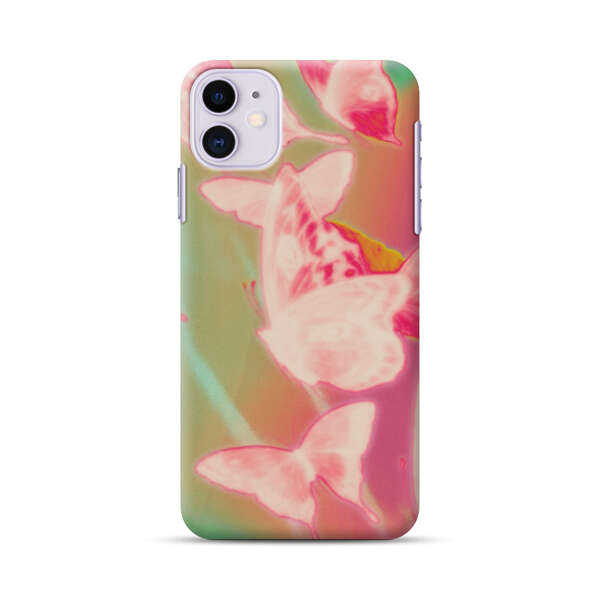 Pink Butterflies Dreamy Colorful Background iPhone 11 Hard Case