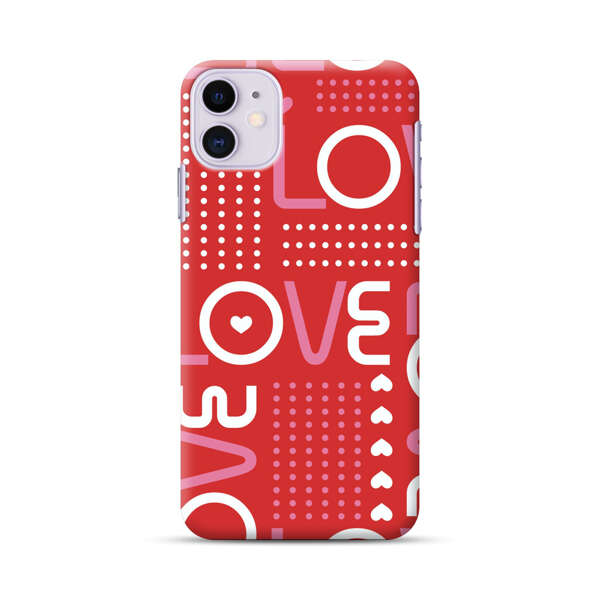 Red Love Typography Pattern iPhone 11 Hard Case