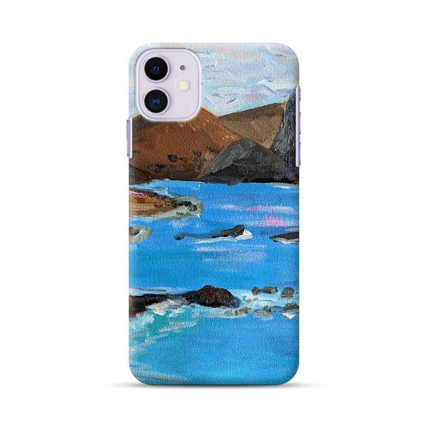 Rocky Coastline Ocean Painting iPhone 11 Hard Case