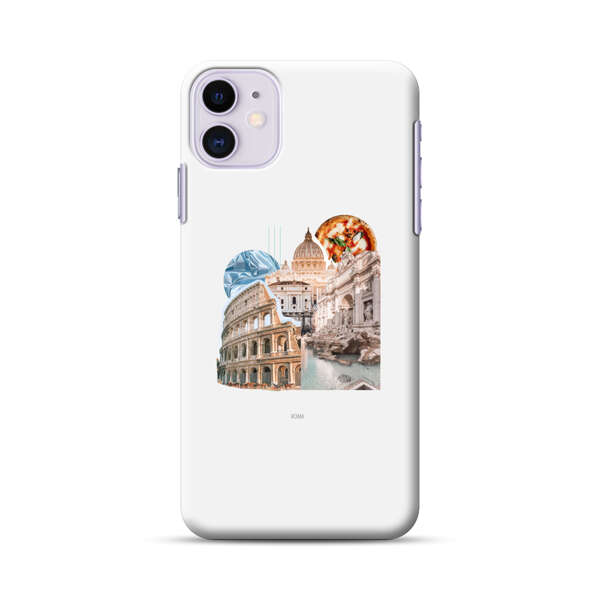 Rome Landmarks with Pizza iPhone 11 Hard Case
