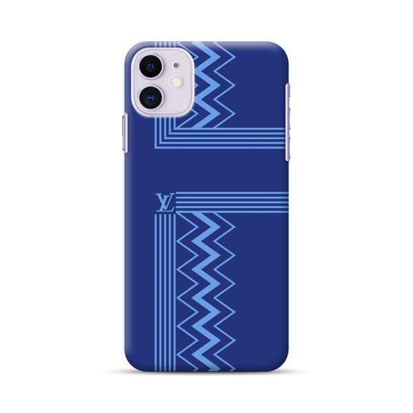 Stylish Geometric Zigzag Pattern in Blue iPhone 11 Hard Case