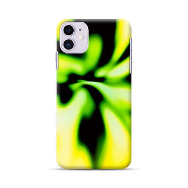 Vibrant Abstract Green and Yellow Swirl iPhone 11 Hard Case