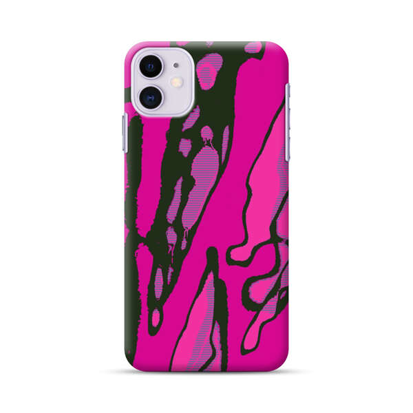 Vibrant Abstract Magenta Black Pattern iPhone 11 Hard Case