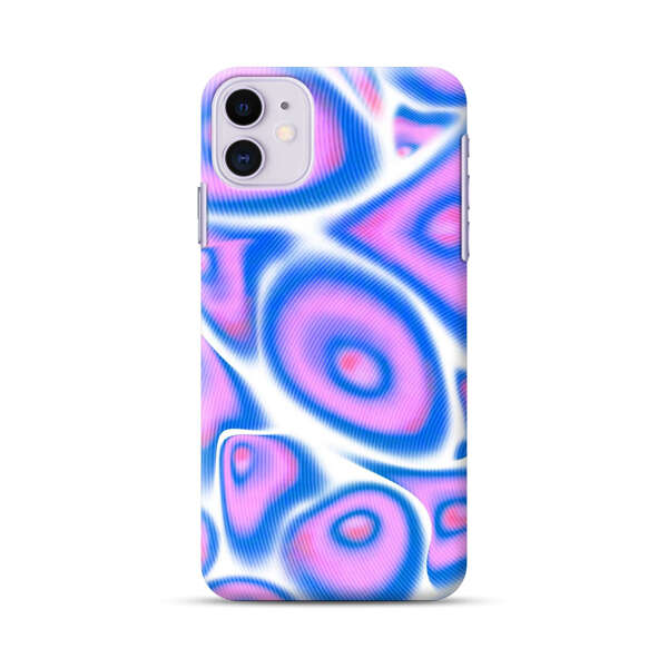Vibrant Abstract Pink and Blue Swirl Pattern iPhone 11 Hard Case
