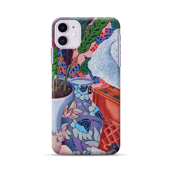 Vibrant Still Life with Plants and Vase iPhone 11 Hard Case