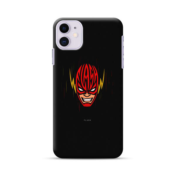 Vibrant Superhero Face with Lightning Bolts iPhone 11 Hard Case