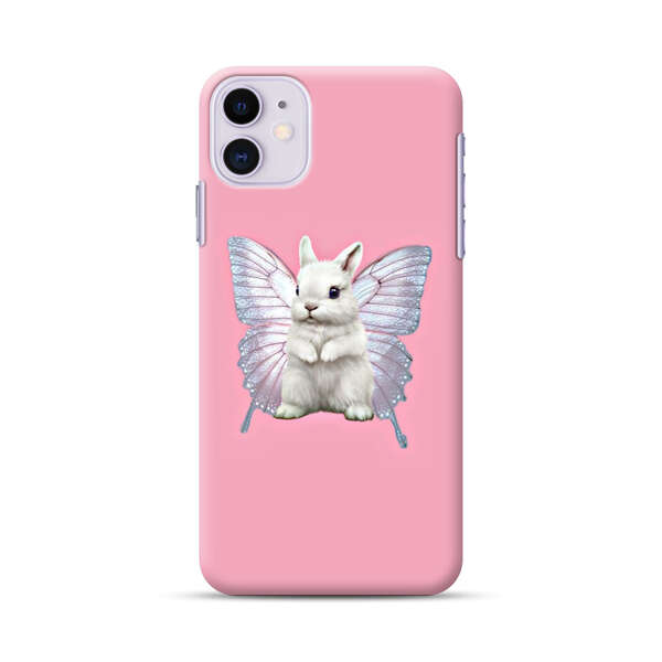 White Bunny with Butterfly Wings iPhone 11 Hard Case