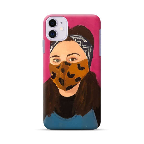 Woman Leopard Print Face Mask iPhone 11 Hard Case