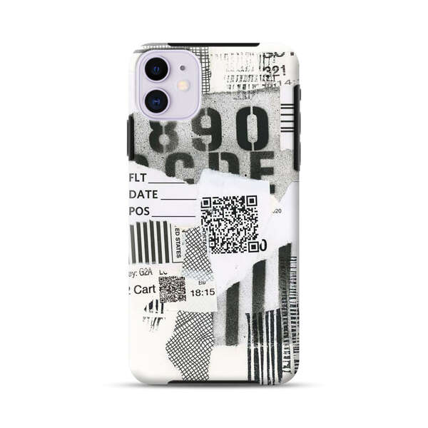 Abstract Collage Torn Paper Barcodes iPhone 11 Impact Case