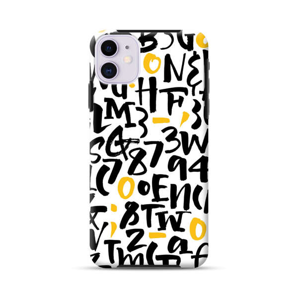 Abstract Typography Letter Number Pattern iPhone 11 Impact Case