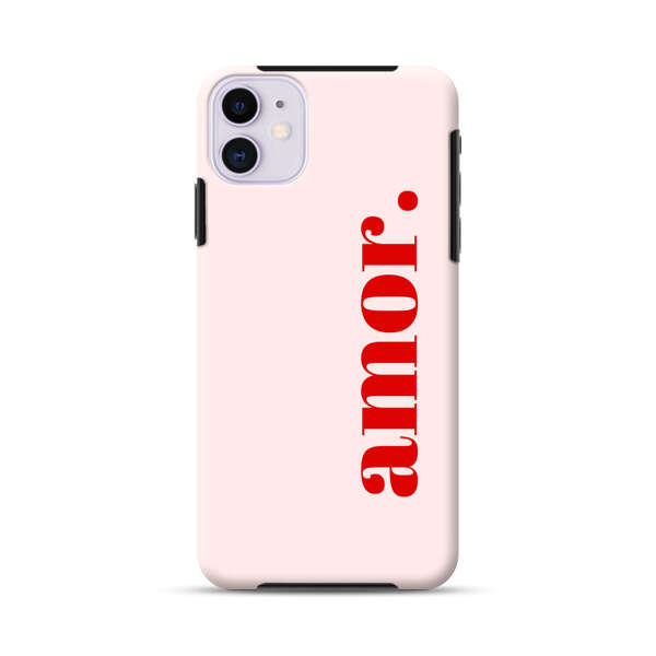 Amor Love Bold Red Text iPhone 11 Impact Case