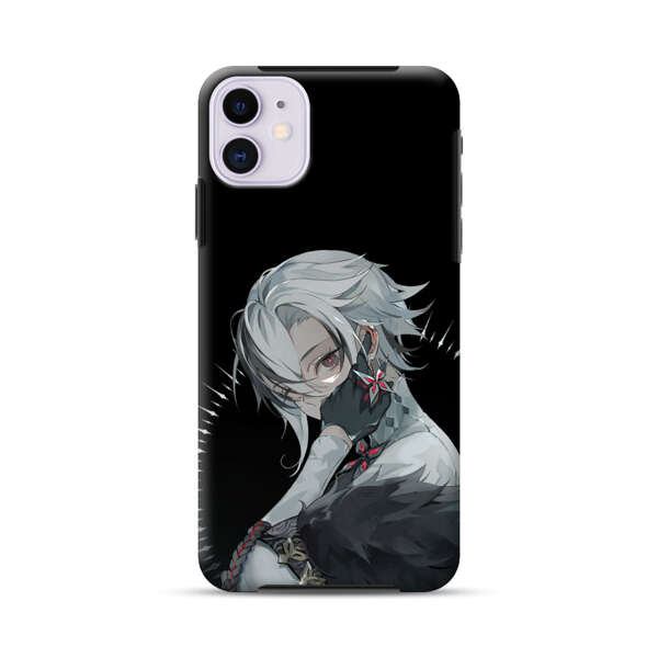 Anime Character with Silver Hair and Dark Feathers iPhone 11 Impact Case