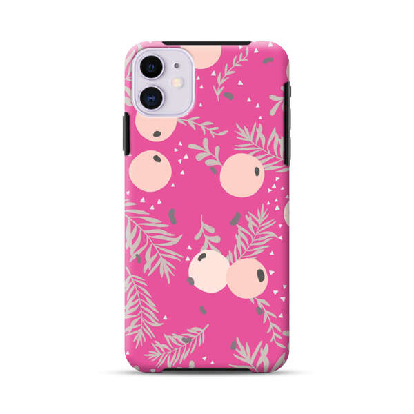Berries Floral Pattern Pink Background iPhone 11 Impact Case