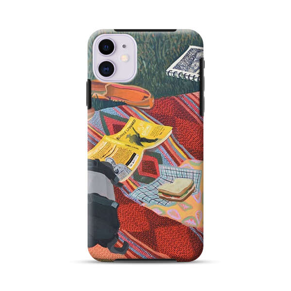 Charming Picnic Scene with Blanket and Food iPhone 11 Impact Case