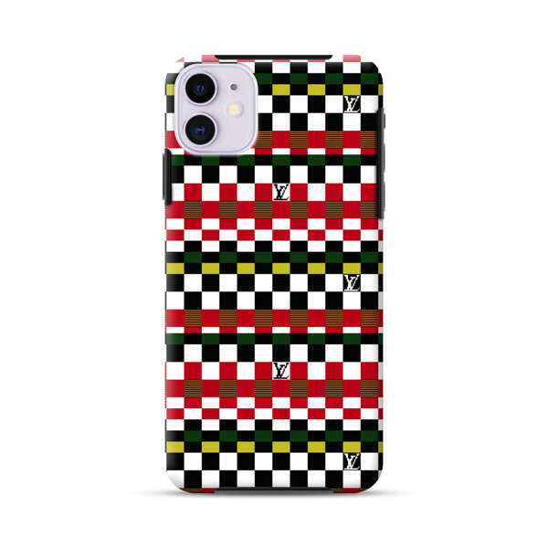 Colorful Checkerboard Stripes Pattern iPhone 11 Impact Case
