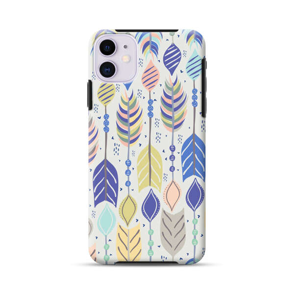 Colorful Feathers Pattern Pastel iPhone 11 Impact Case