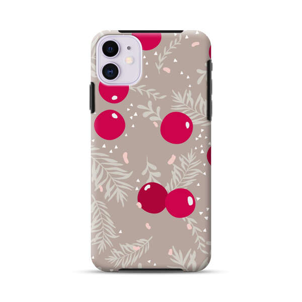 Cranberries and pine branches holiday pattern iPhone 11 Impact Case