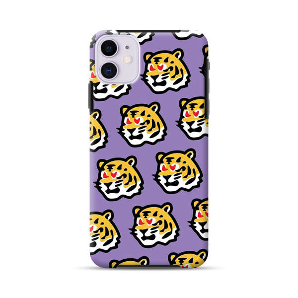 Cute Tiger with Heart Eyes Pattern iPhone 11 Impact Case