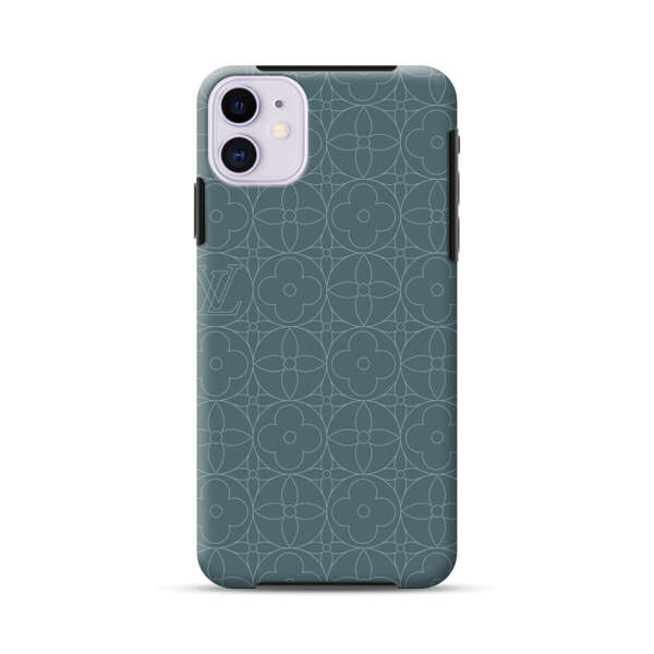 Elegant Blue Geometric Floral Pattern iPhone 11 Impact Case