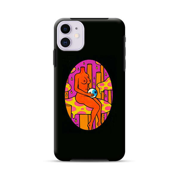Faceless Nude Figure Holding Sphere Abstract Art iPhone 11 Impact Case