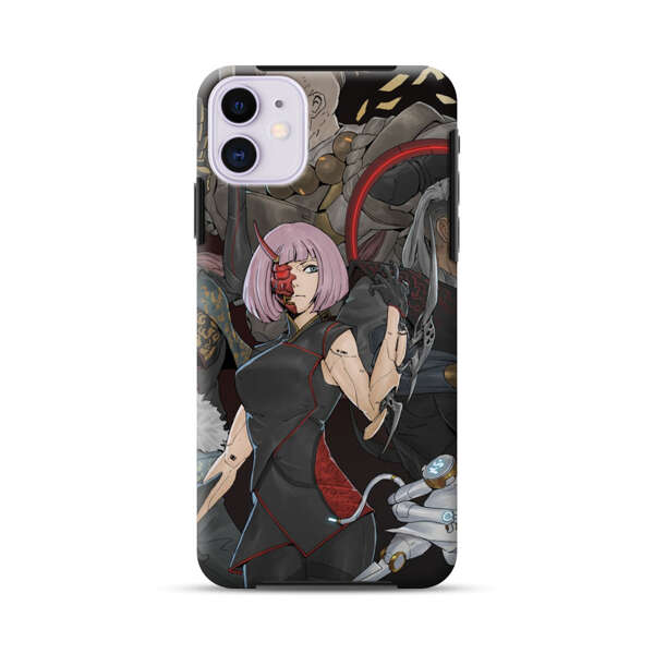 Futuristic Cyberpunk Warriors and Robotic Cat in Dynamic Pose iPhone 11 Impact Case