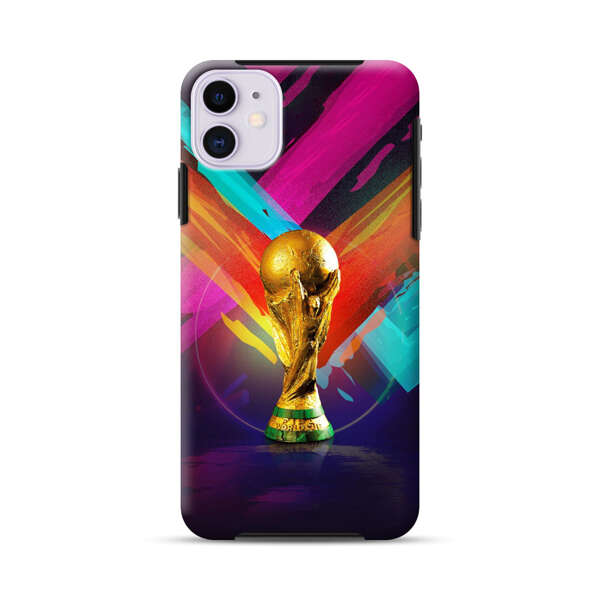 Golden Soccer Trophy with Colorful Abstract Background iPhone 11 Impact Case