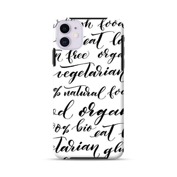 Healthy Food Lifestyle Calligraphy Pattern iPhone 11 Impact Case