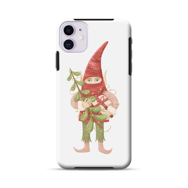 Holiday Gnome with Mistletoe and Gift iPhone 11 Impact Case