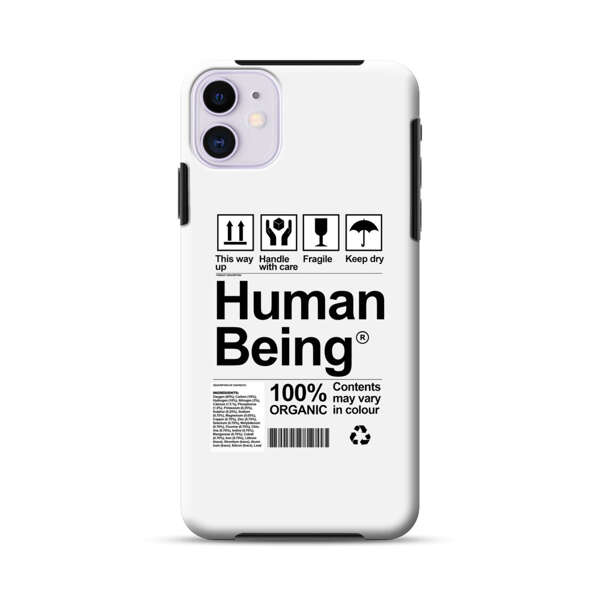 Human Being Fragile Label Design iPhone 11 Impact Case