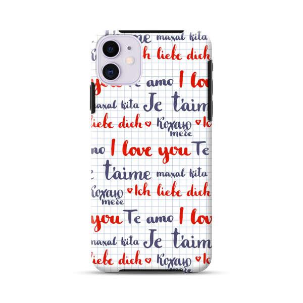 Love Message Multilingual Pattern iPhone 11 Impact Case