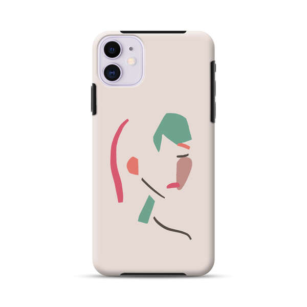 Minimalist Abstract Line Art Woman Face iPhone 11 Impact Case