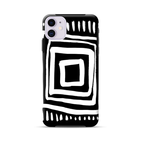 Minimalist Geometric Black and White Design iPhone 11 Impact Case