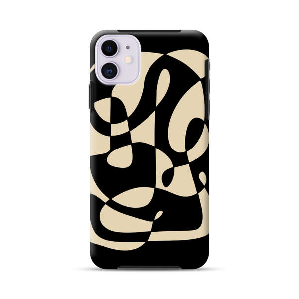 Modern Abstract Beige and Black Geometry iPhone 11 Impact Case