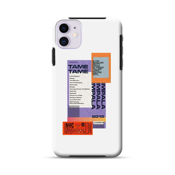 Modern Graphic Collage with Typography and Ticket Elements iPhone 11 Impact Case