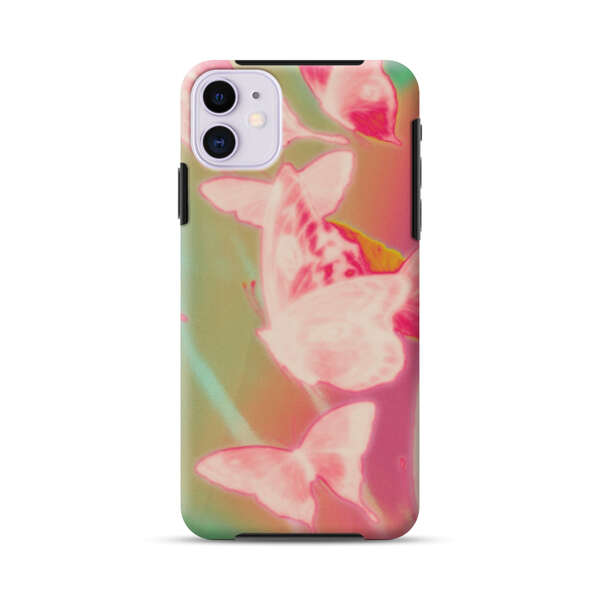 Pink Butterflies Dreamy Colorful Background iPhone 11 Impact Case
