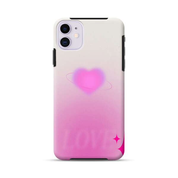 Pink Glowing Heart Love Sparkle iPhone 11 Impact Case