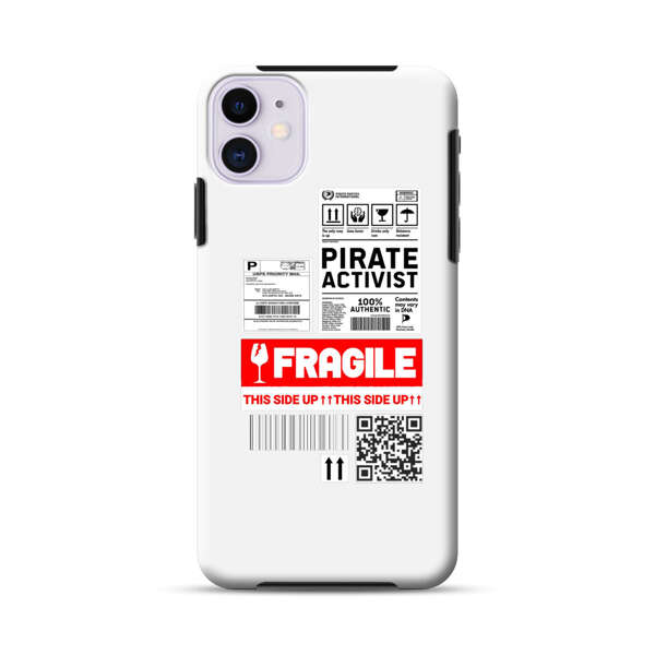Pirate Activist Fragile Shipping Label iPhone 11 Impact Case